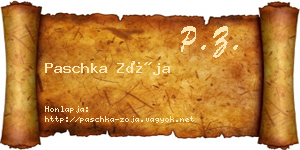 Paschka Zója névjegykártya